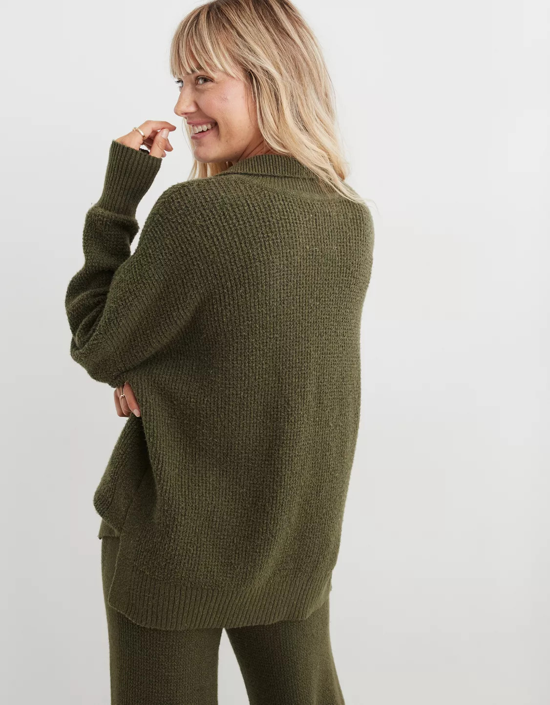 Aerie CozyUp Waffle Polo Sweater | American Eagle Outfitters (US & CA)