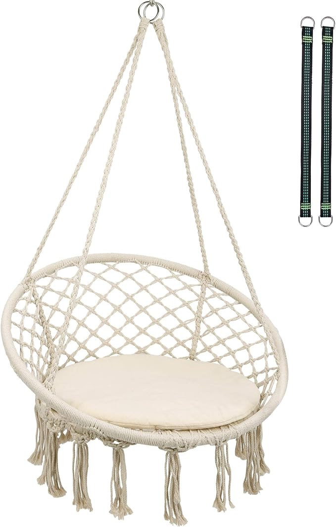 RedSwing Hanging Hammock Chair, Macrame Swing Chair with Cushion and Hardware Kits, Cotton Rope H... | Amazon (US)