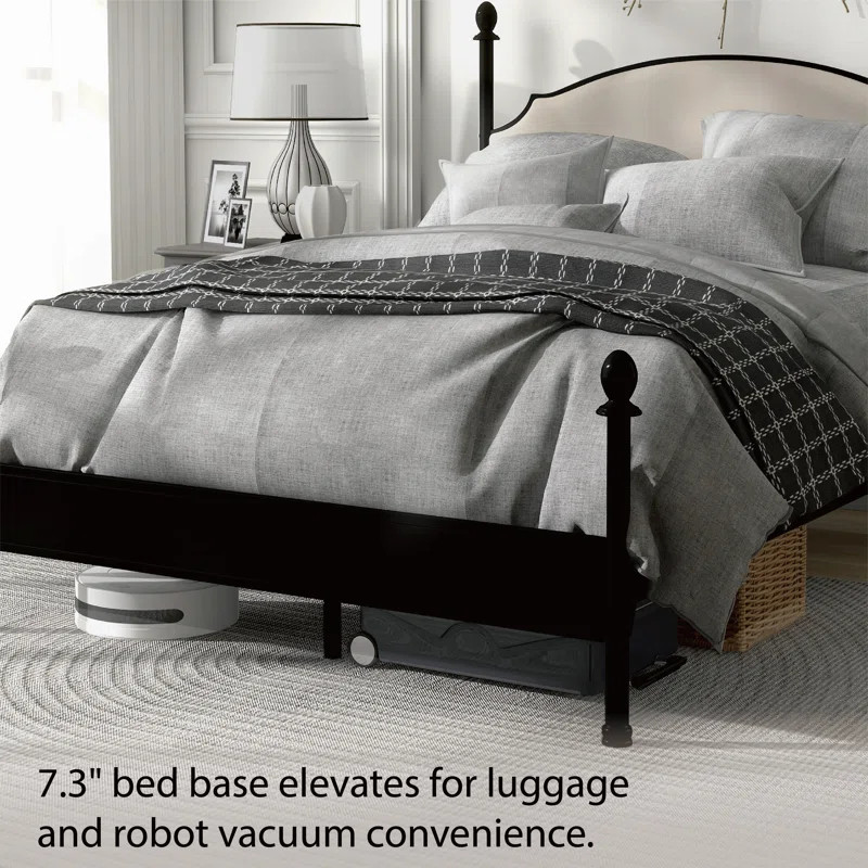 Blakesburg Upholstered Metal Four Poster Bed | Wayfair North America