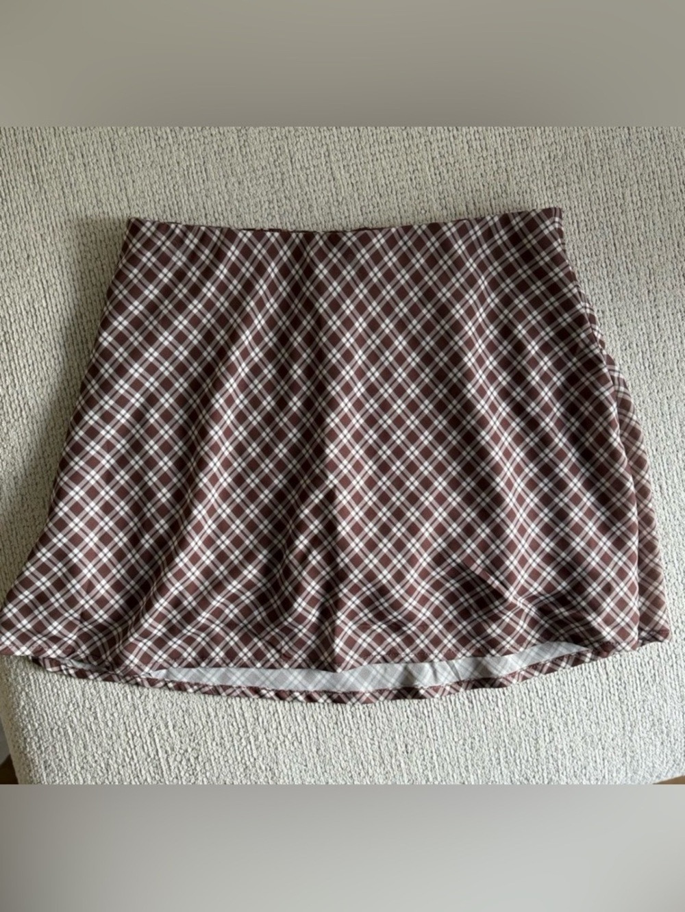 Abercrombie & Fitch Brown and White Plaid Skater Skort | Poshmark