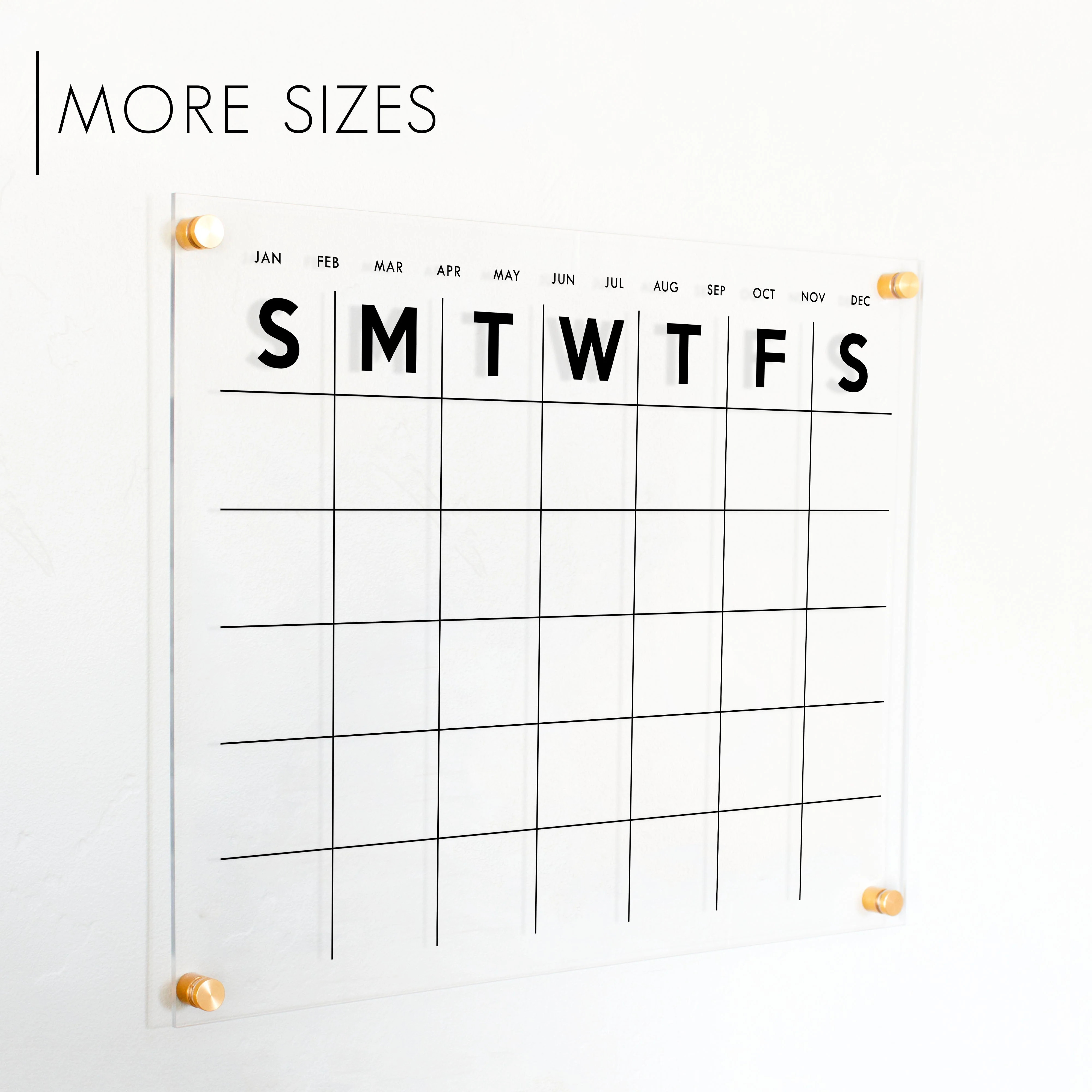 Monthly Acrylic Calendar | Horizontal Minimalist | Circle and Square Decor 