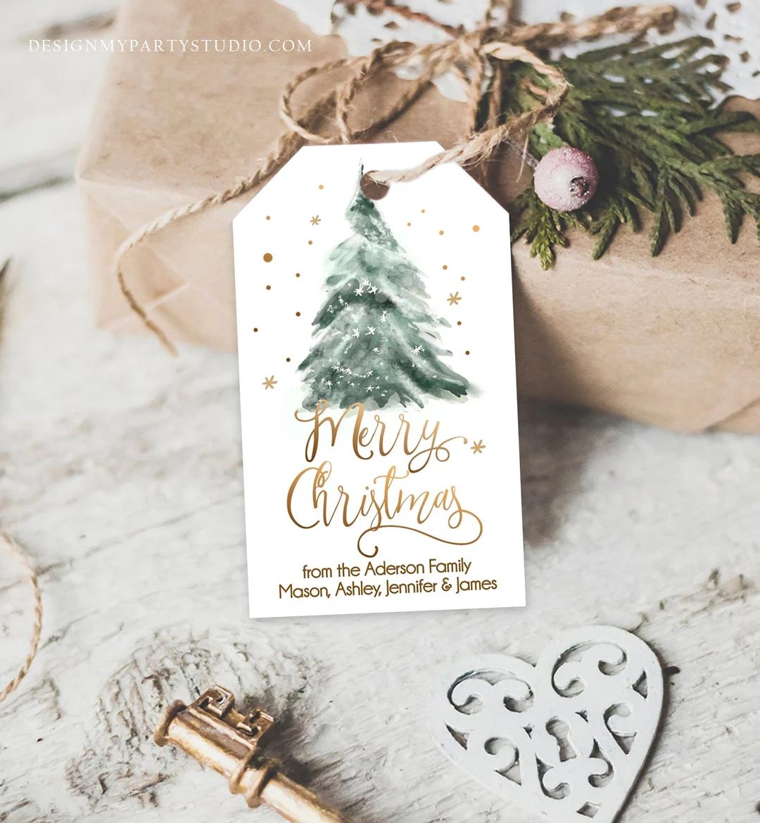 Editable Christmas Favor Tags Holiday Gift Tags Merry Christmas Holiday Tags Holiday Labels Tree ... | Etsy (US)