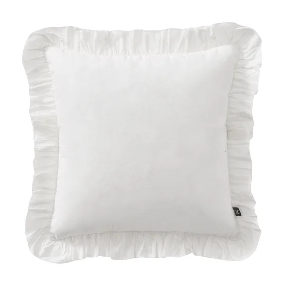 My Texas House 18" x 18" Ivory Ruffle Cotton Decorative Pillow | Walmart (US)