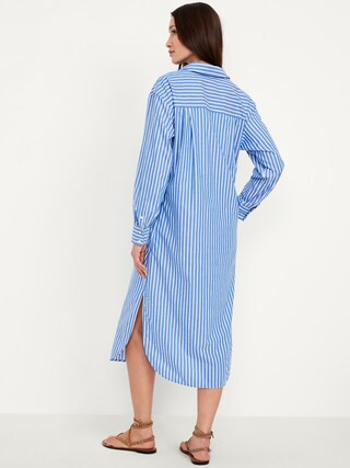 Striped Midi Shirt Dress | Old Navy (US)