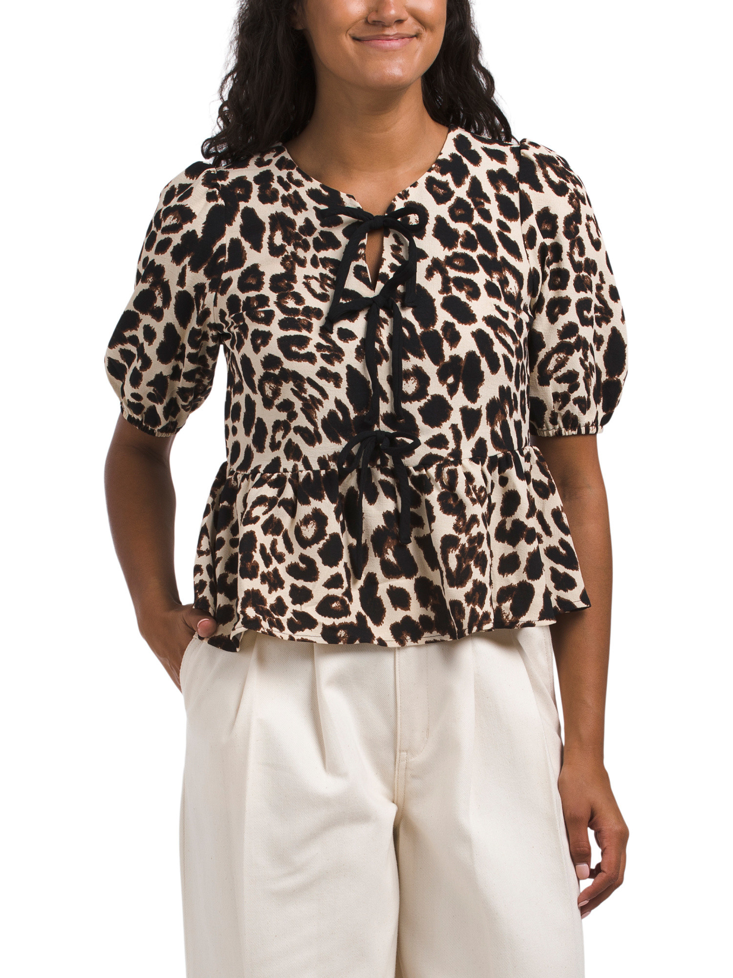 Three-quarter Tie Front Top | TJ Maxx