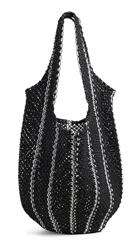 Madewell Women's The Curved Crochet Shoulder Bag, Ecru Stripe, One Size | Amazon (US)