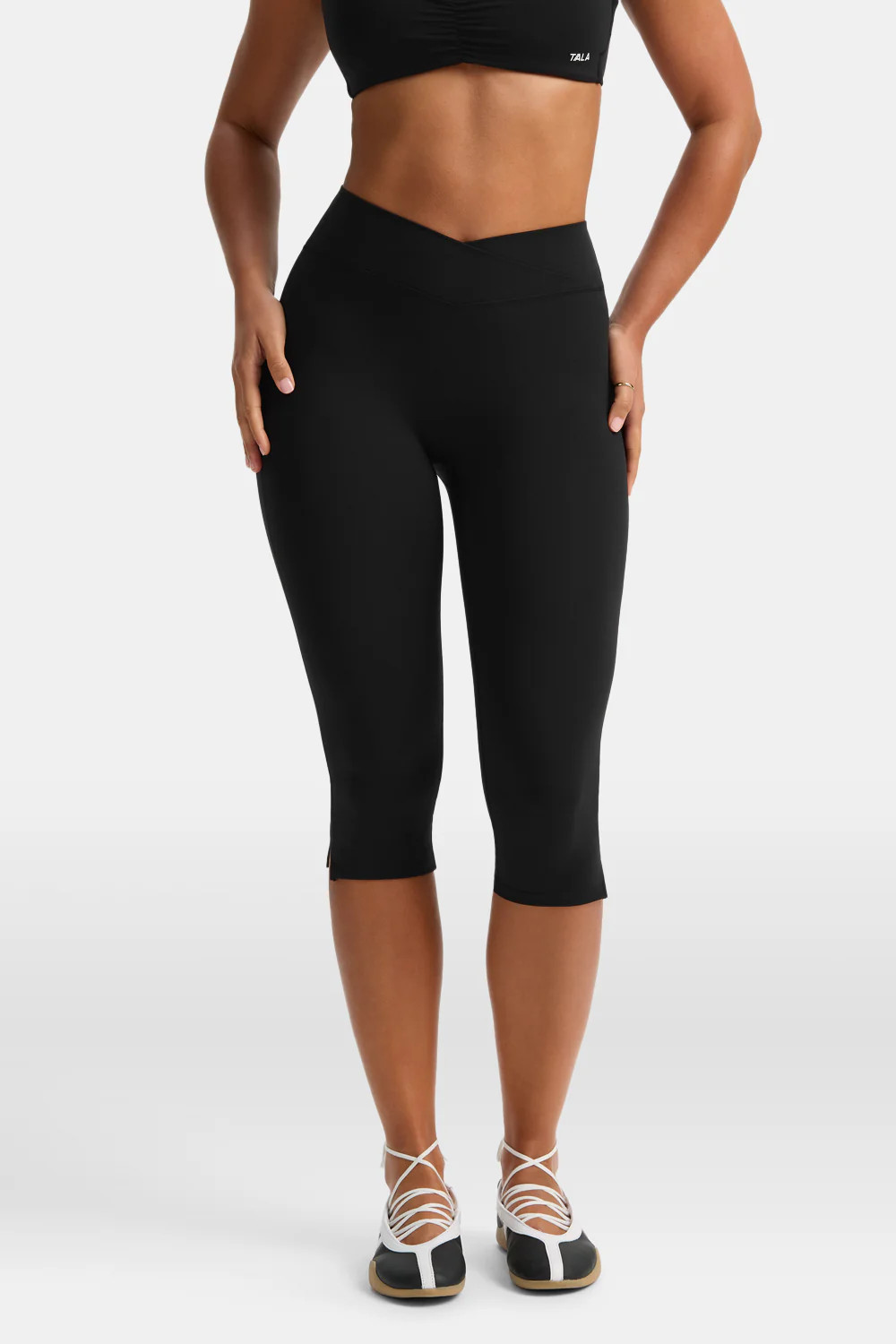 DayFlex Wrap Capri No Front Seam Legging - Shadow Black | TALA (UK)