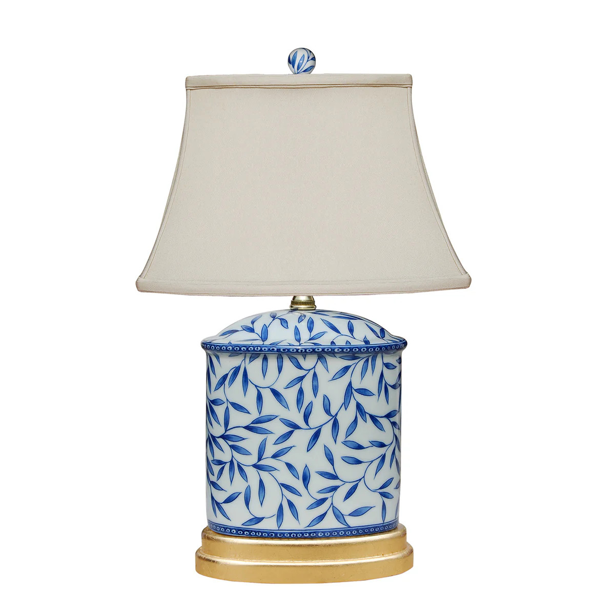 Blue and White Leaves Table Lamp | Mintwood Home