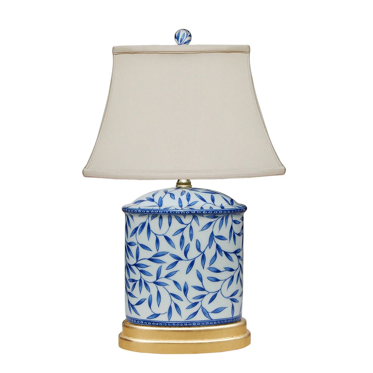 Blue and White Leaves Table Lamp | Mintwood Home