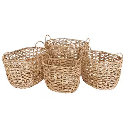 allen + roth 4-Pack 23.6-in W x 13.4-in H x 15.7-in D Natural Water Hyacinth Stackable Basket | Lowe's