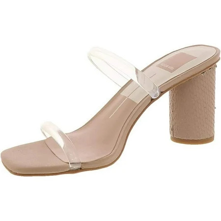 Dolce Vita Noles Nude Vinyl Slip On Squared Open Toe Strappy Heeled Sandals (Nude Vinyl 11) | Walmart (US)