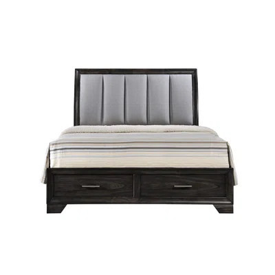 Queen Storage Bed With Headboard, Contemporary Design, Grey Finish, Solid Wood, Two Drawers, French And English Backs Headboard Drawer | Wayfair North America