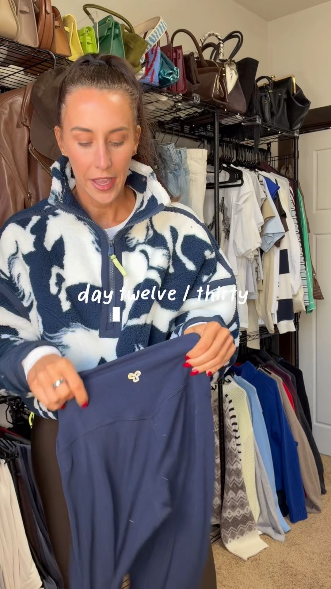 Brown + navy is the color combo you didn't know you needed 🤎💙 

A brown leather moto jacket, navy leggings, a white tee, a grey sweater tied at the waist, a brown ball cap, white crew socks, and chunky white sneakers. 

An easy, elevated athleisure look. Shop the look below!
#LTKstyletip #LTKSeasonal #LTKfit #LTKshoecrush #LTKfindsunder100