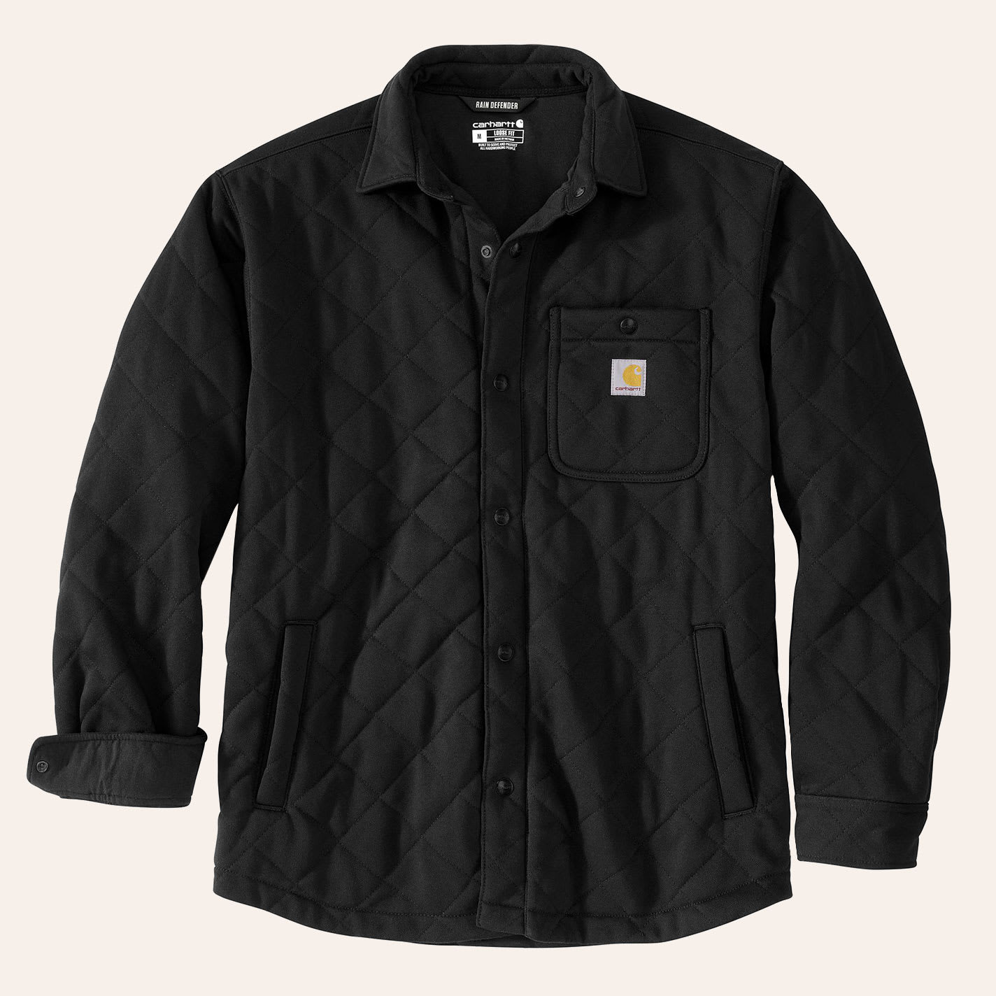 Carhartt Men's Rain Defender® Relaxed Fit Heavyweight Black Quilted Shirt Jacket - S - From Cavender's | Cavender's