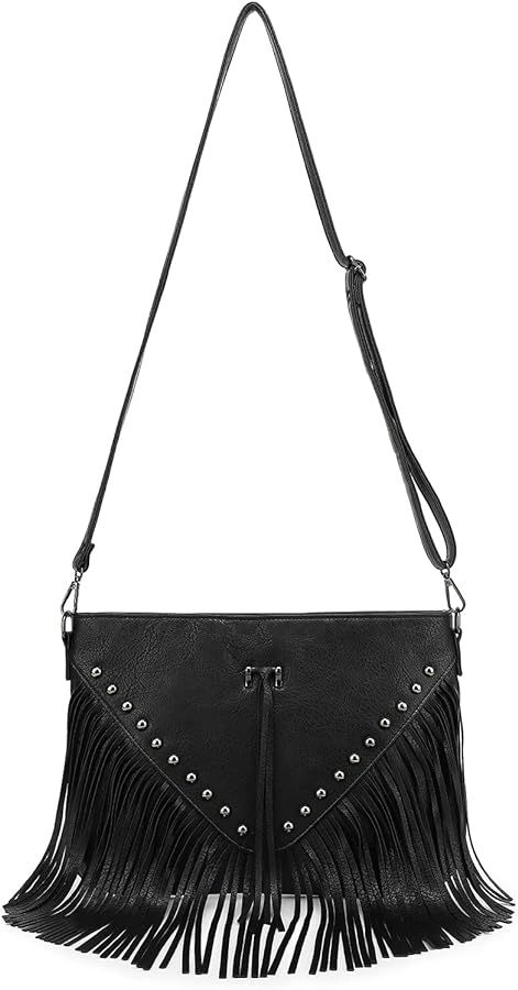 Fringe Purse Crossbody Bag for Women, Vintage Stud Large Fringe Crossbody Purse, Boho Shoulder Pu... | Amazon (US)