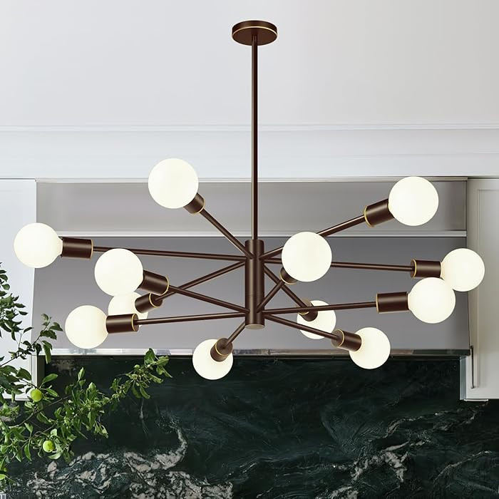 Sputnik Chandeliers Dining Room Light Fixture (12-Light, 33-Inch), Modern Brown and Gold Chandeli... | Amazon (US)