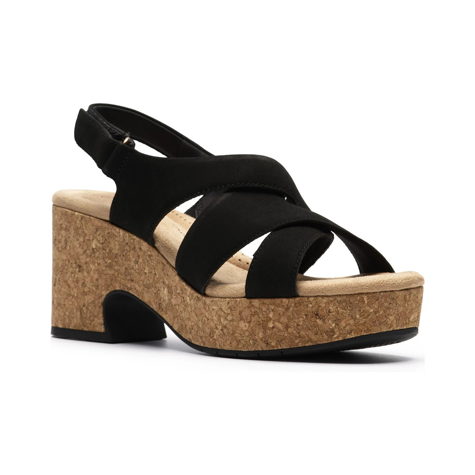 Clarks® Nerisa Grace Women's Wedge Sandals, Size: 9.5, Black Nubuck | Kohl's