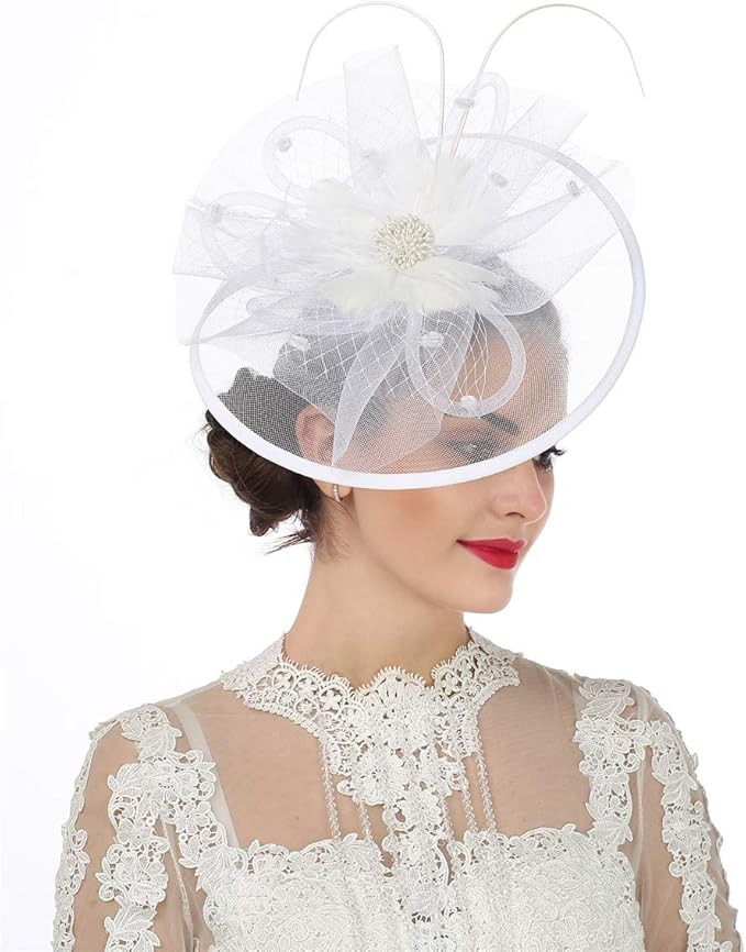 Lucky Leaf Women Girl Fascinators Hair Clip Hairpin Hat Feather Cocktail Wedding Tea Party Hat | Amazon (US)