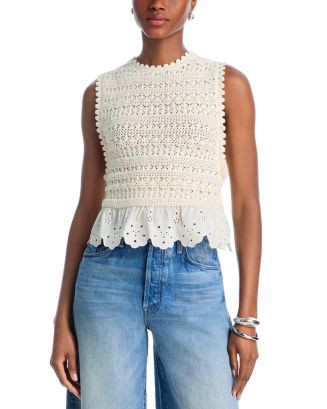 AQUA Pointelle Eyelet Tank - Exclusive | Bloomingdale's Women | Bloomingdale's (US)