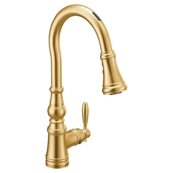 Moen Weymouth Smart Faucet 1.5 GPM Single Hole Pull Down Kitchen - Brushed Gold | Overstock