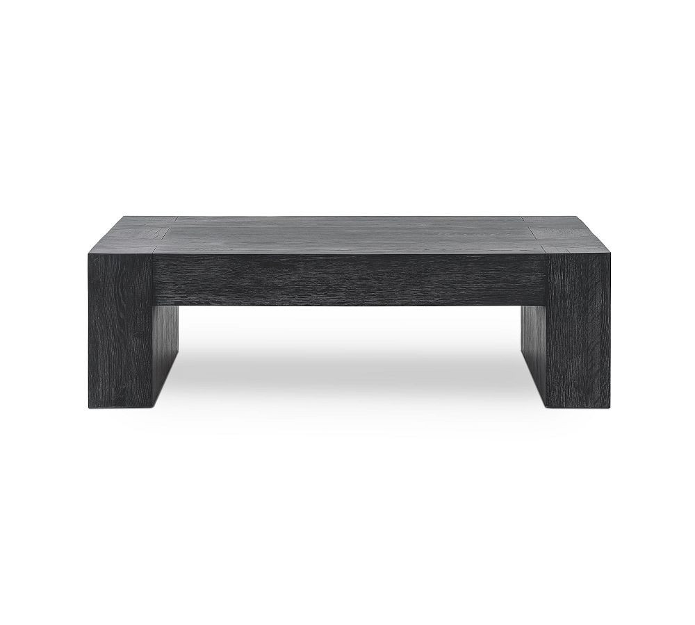 Raymond 60 inch rectangular reclaimed wood coffee table, black