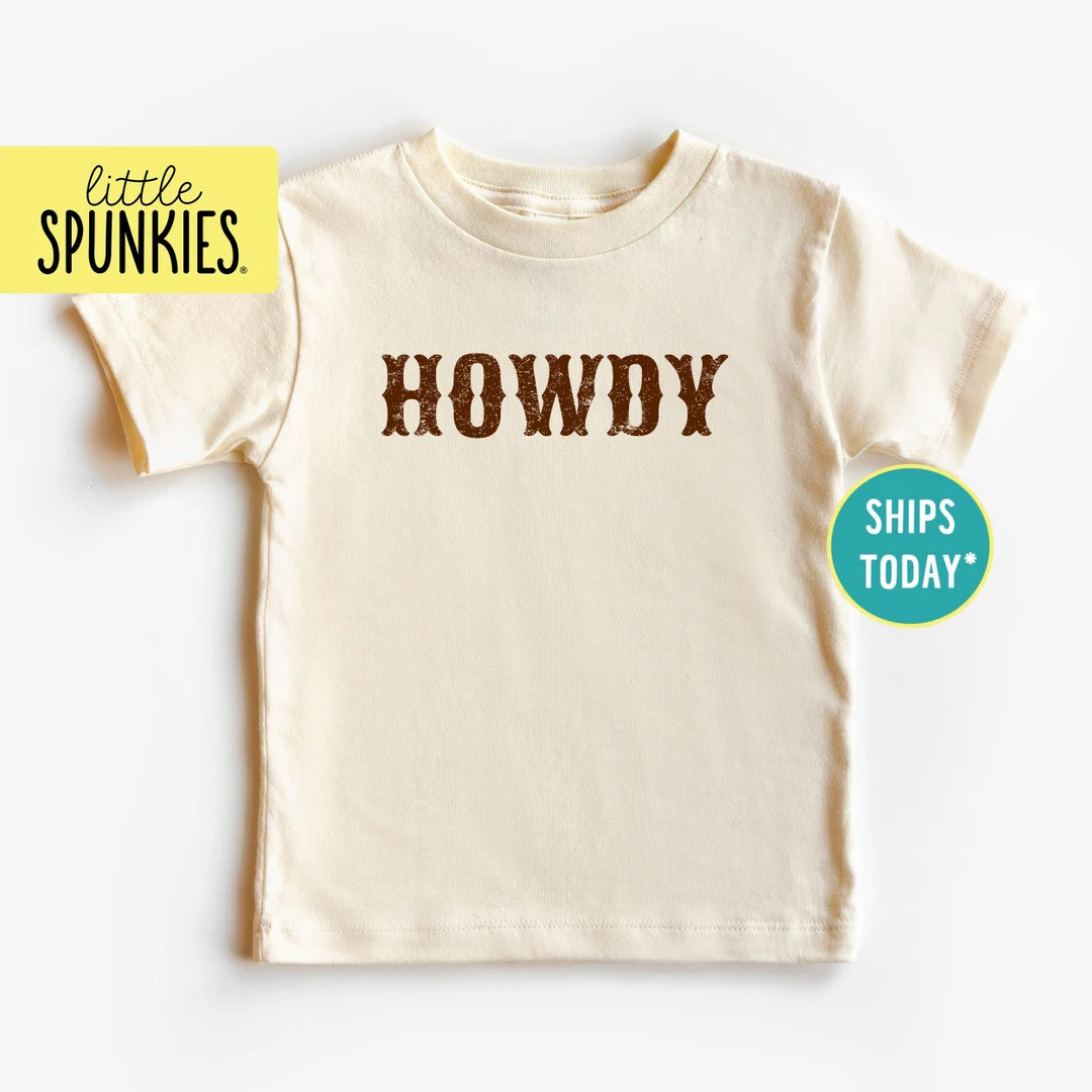 Howdy Natural Graphic Tee, Toddler Country Shirt, Shirts with Sayings for Kids | Etsy (US)