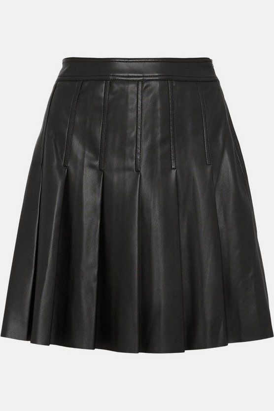 Faux Leather Mini Knife Pleat Skirt | Warehouse UK & IE