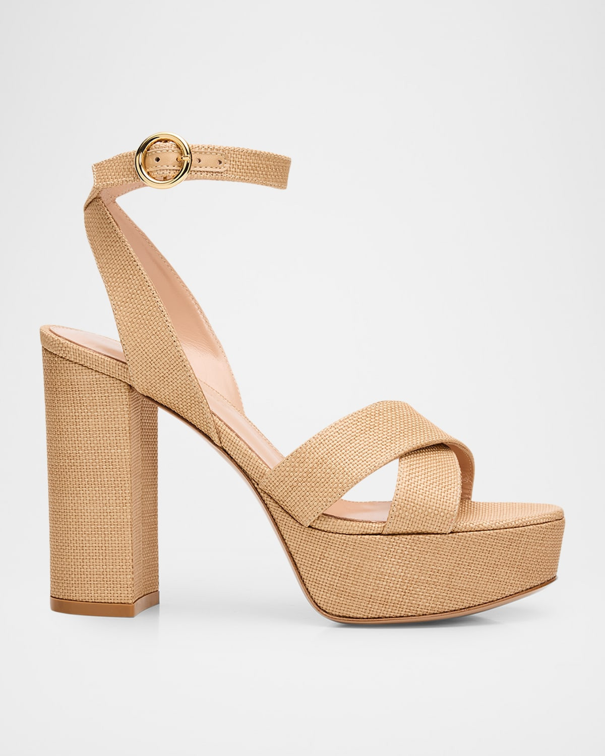 70mm Raffia Platform Sandals | Neiman Marcus