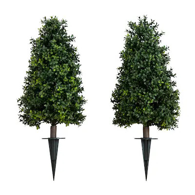 Nearly Natural 30-Inches Green Indoor/Outdoor Floor Boxwood Artificial tree | Lowe's