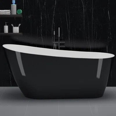 Freestanding Bathtub Soaking Acrylic Tub with Chrome Drain and Overflow, Compact Modern Bathtub for Bathroom Upgrade and Home Spa Relaxing | Wayfair North America