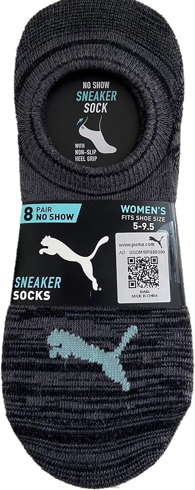 PUMA Women's 8 Pair No Show Sneaker Socks, Black, 5-9.5 | Amazon (US)