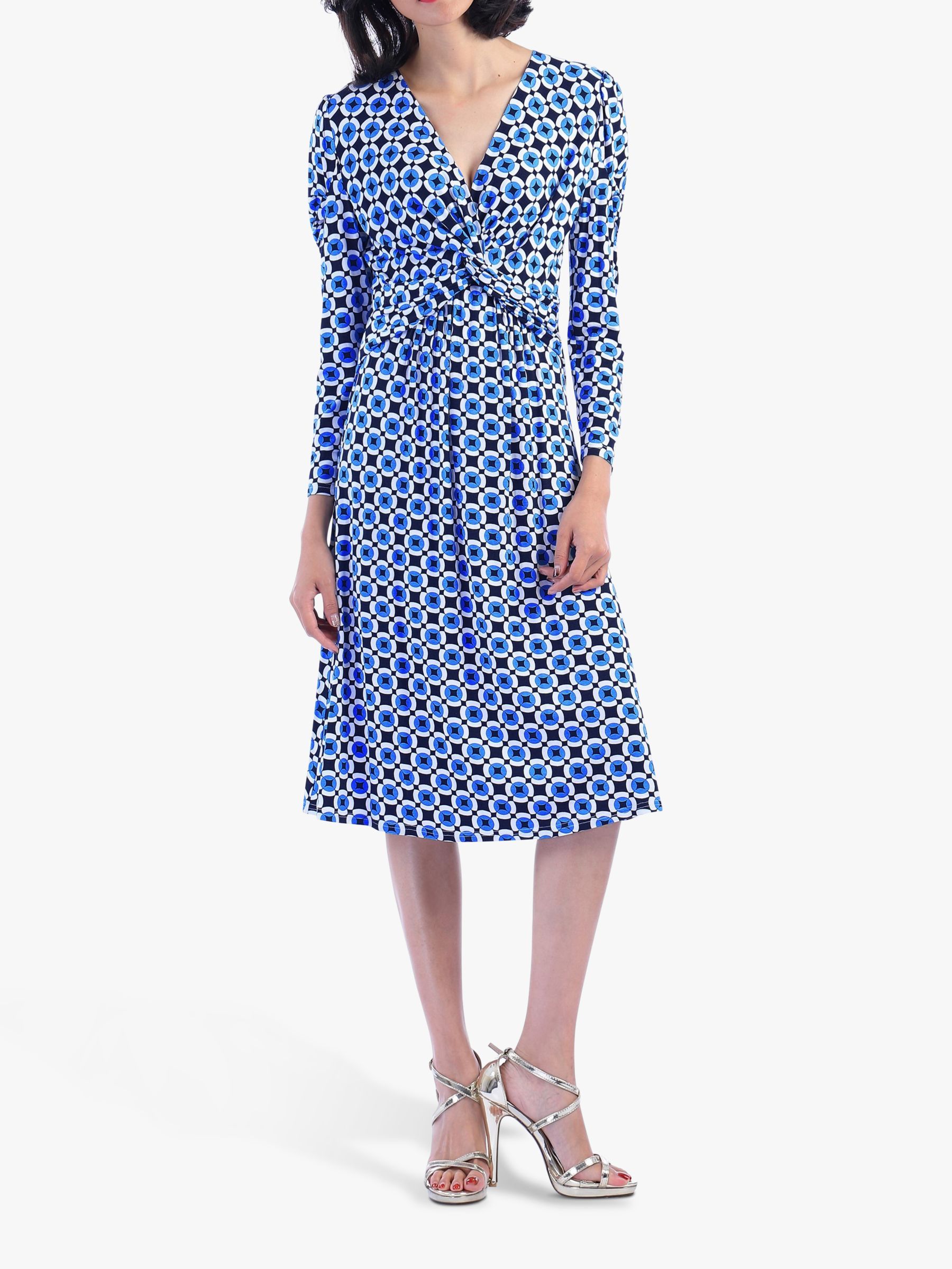 Jolie Moi Retro Circle Print Dress, Blue at John Lewis & Partners | John Lewis UK