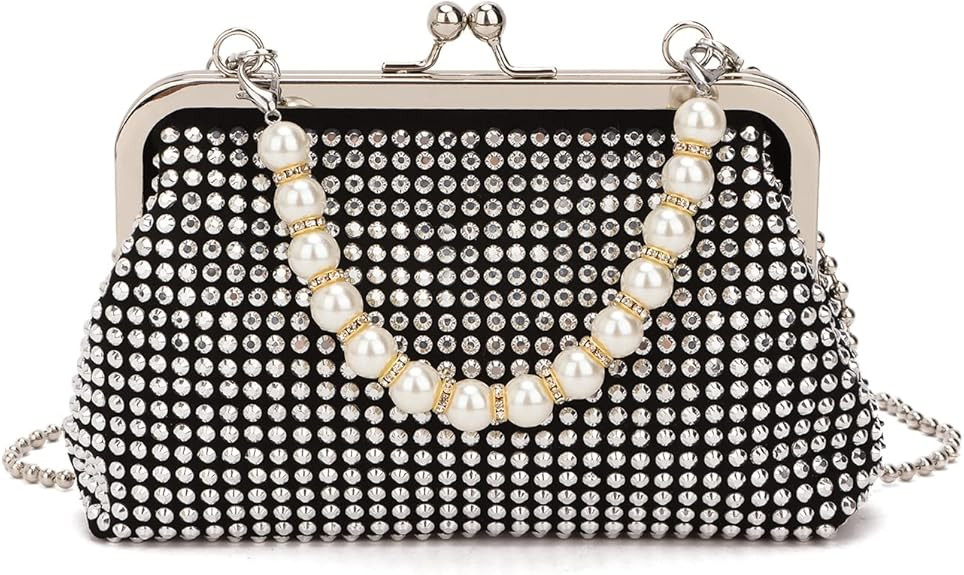 SUKUTU Women Luxury Full Rhinestone Shoulder Bag Noble Kiss Lock Crystal Messenger Bag Clutch Han... | Amazon (US)