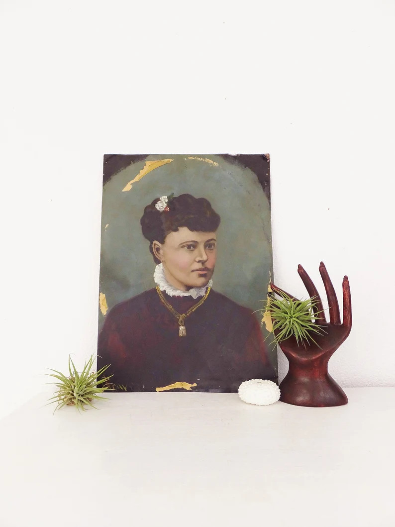 Woman Tintype Painting Hand Painted Portrait Lady Female Portrait Woman Tin Photo Southwest Art D... | Etsy (US)