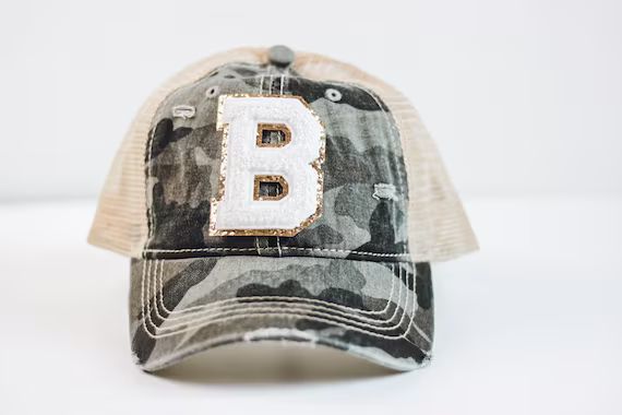 Monogrammed Distressed Camo Hat with Chenille Patch - CC  Camouflage Cap - Personalized Ball Cap ... | Etsy (US)