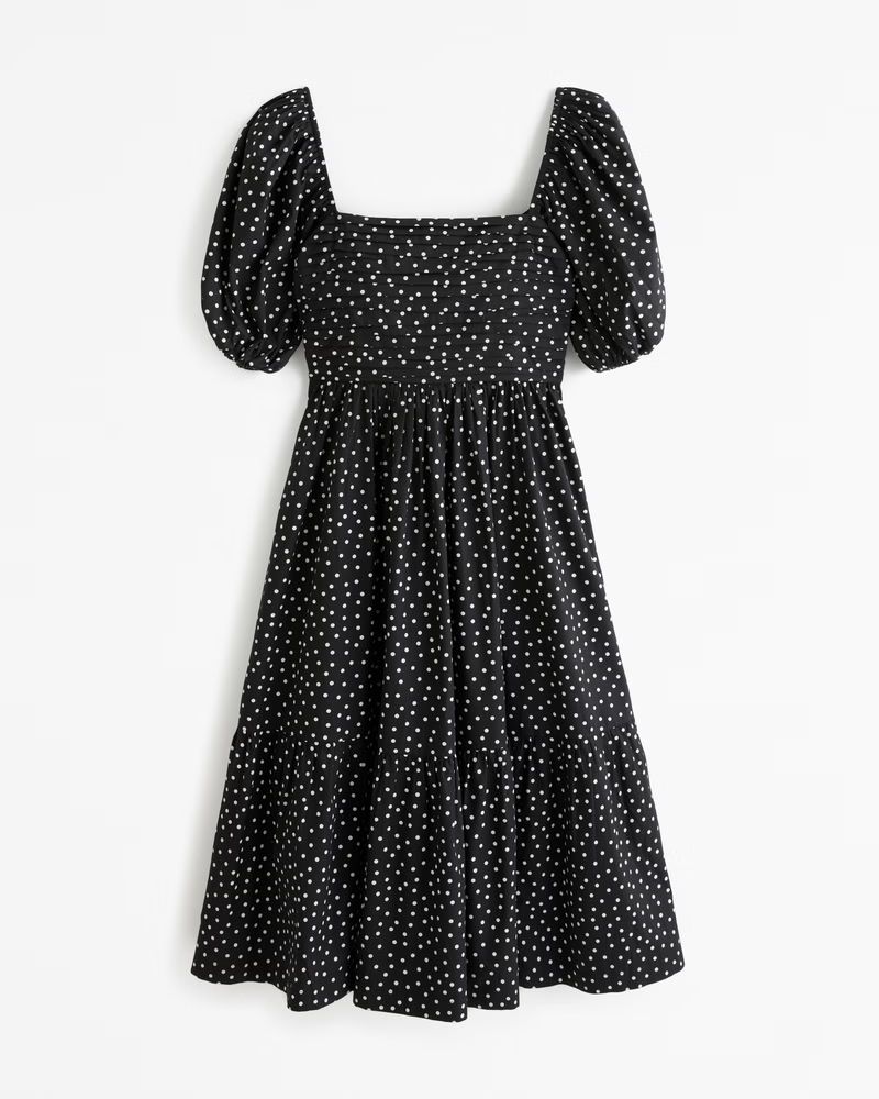 Emerson Poplin Puff Sleeve Midi Dress | Abercrombie & Fitch (US)