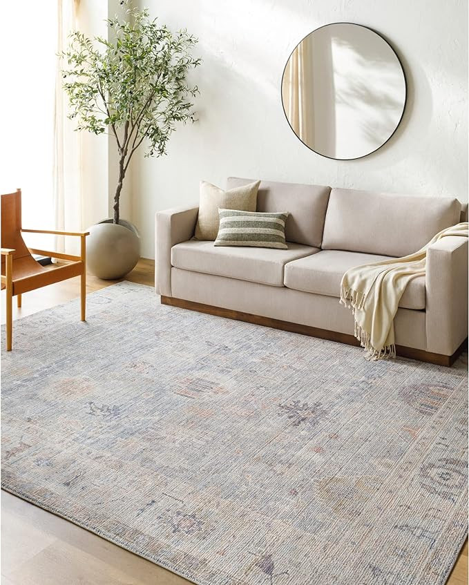 Livabliss x Becki Owens Marlene Vintage Medallion Area Rug, 7'10" x 10', Pale Blue | Amazon (US)