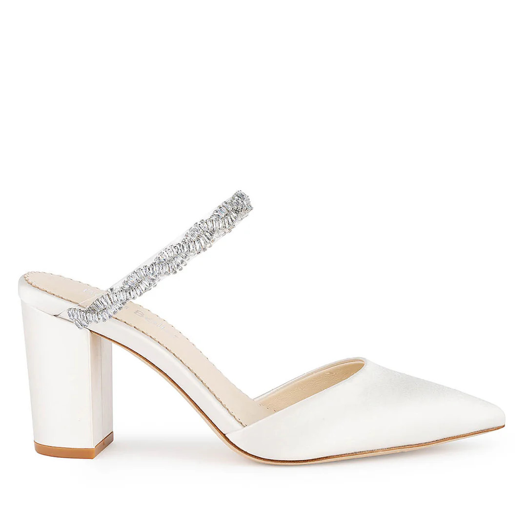 Bridal Mules with Crystal Strap | Bella Belle Shoes