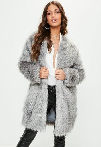 Missguided - Grey Premium Faux Fur Coat | Missguided (UK & IE)