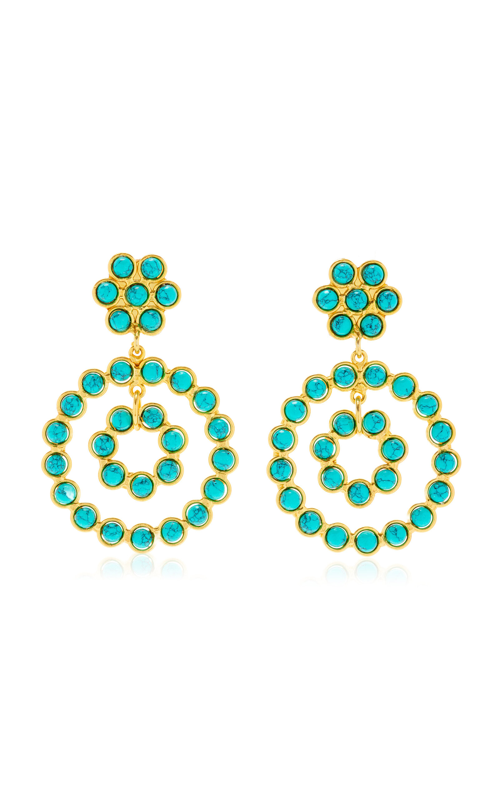 Sylvia Toledano - Happy Flower 22K Gold-Plated Turquoise Earrings - Blue - OS - Moda Operandi - Gifts For Her | Moda Operandi (Global)