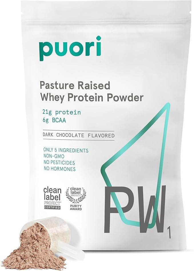 Puori Whey Protein Powder, Dark Chocolate - PW1 Pasture-Raised, Grass-Fed Whey Protein Powder Dri... | Amazon (US)