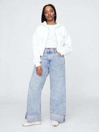 High Rise Stride Cuffed Wide-Leg Jeans | Gap (CA)