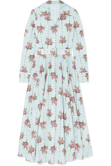 Aurora belted floral-print Swiss-dot cotton-blend seersucker dress | NET-A-PORTER (US)
