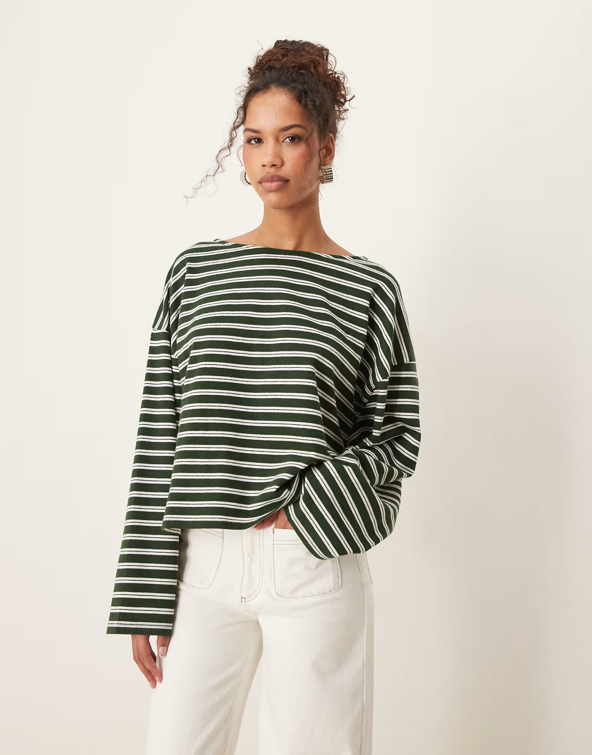 ASOS DESIGN oversized boxy t-shirt in textured green stripe | ASOS | ASOS (Global)