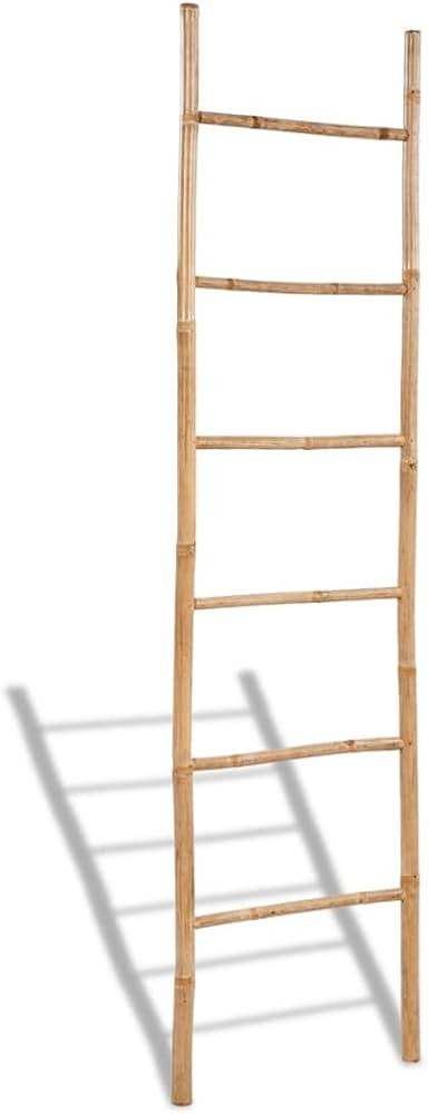 vidaXL Freestanding Bamboo Towel Ladder with 6 Rungs - Versatile Household Item - Multi-Purpose B... | Amazon (US)