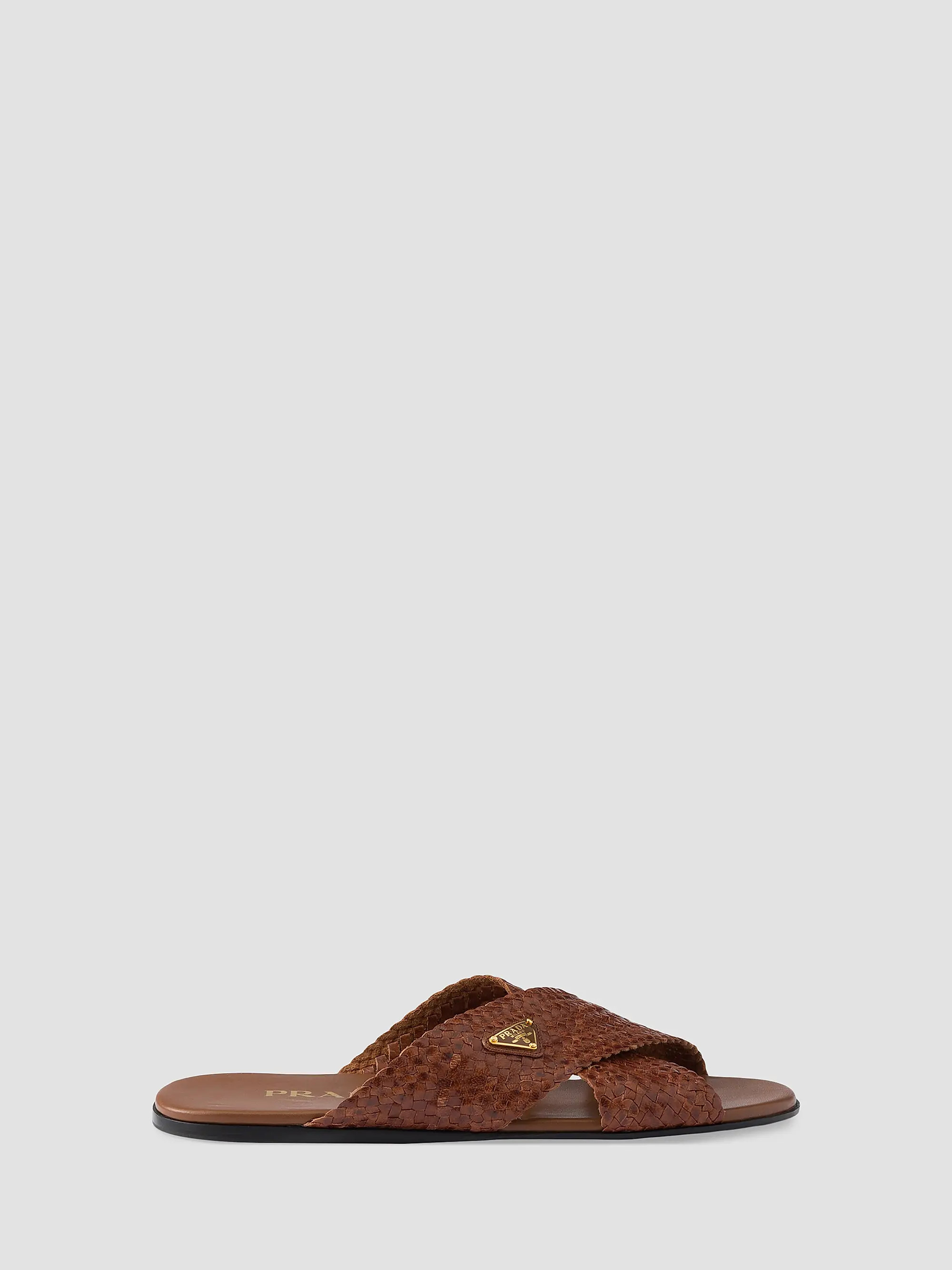 Woven Leather Crisscross Slides | Saks Fifth Avenue