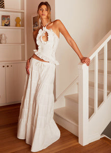 Mariella Linen Maxi Skirt - White | Peppermayo (Global)