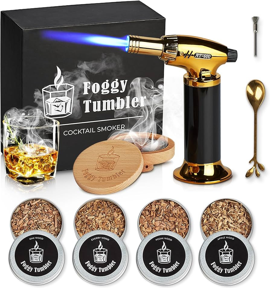 Cocktail Smoker Kit with Gold Torch and 4 Wood Chips Flavors, Aged and Charred Old Fashioned Drin... | Amazon (US)