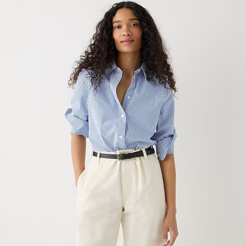 Petite slim-fit stretch cotton poplin shirt in stripe | J.Crew US