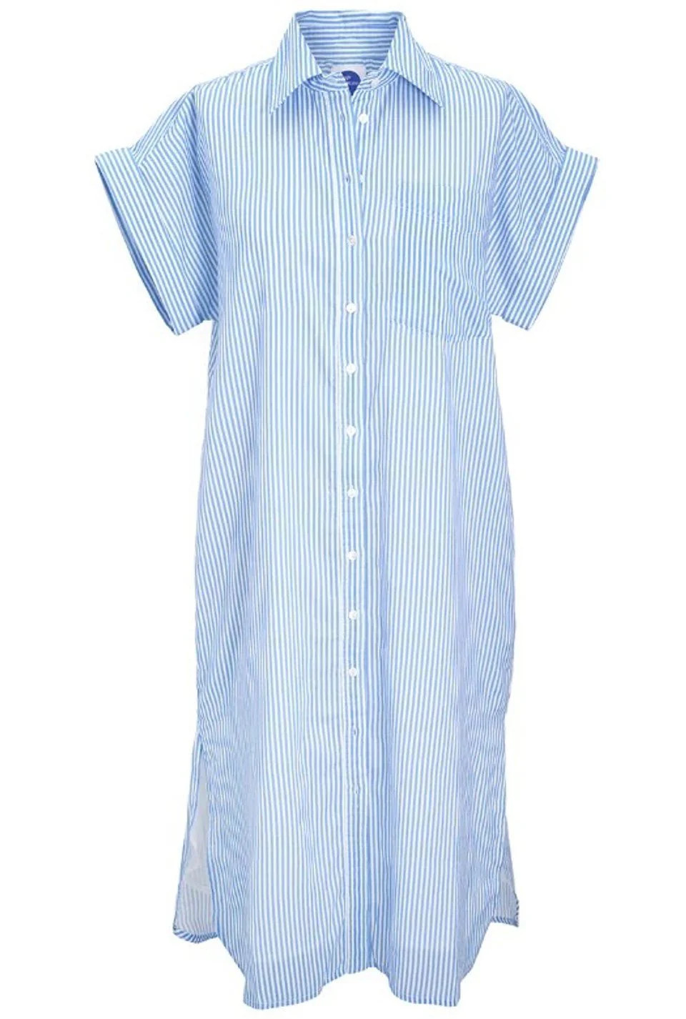 The Blake Long Utility Dress in Blue Stripe | Beau & Ro